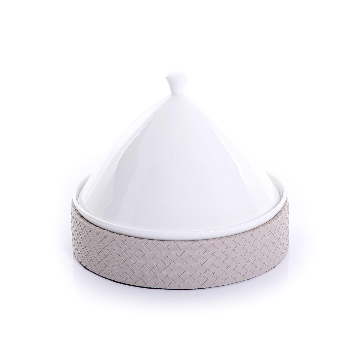 Ceramic plate with leather base - CASCADES