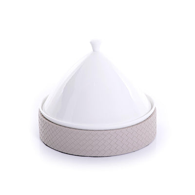Ceramic plate with leather base - CASCADES