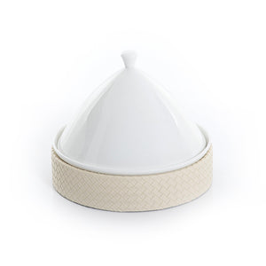 Ceramic plate with leather base - CASCADES