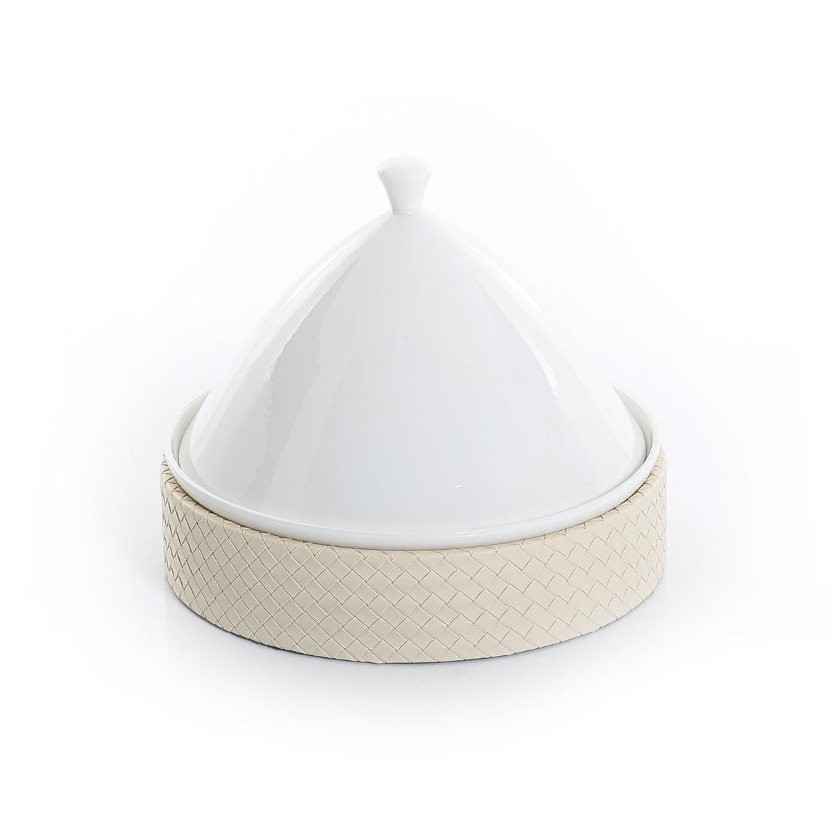 Ceramic plate with leather base - CASCADES