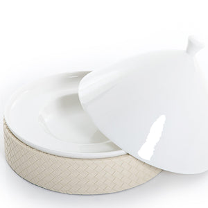 Ceramic plate with leather base - CASCADES