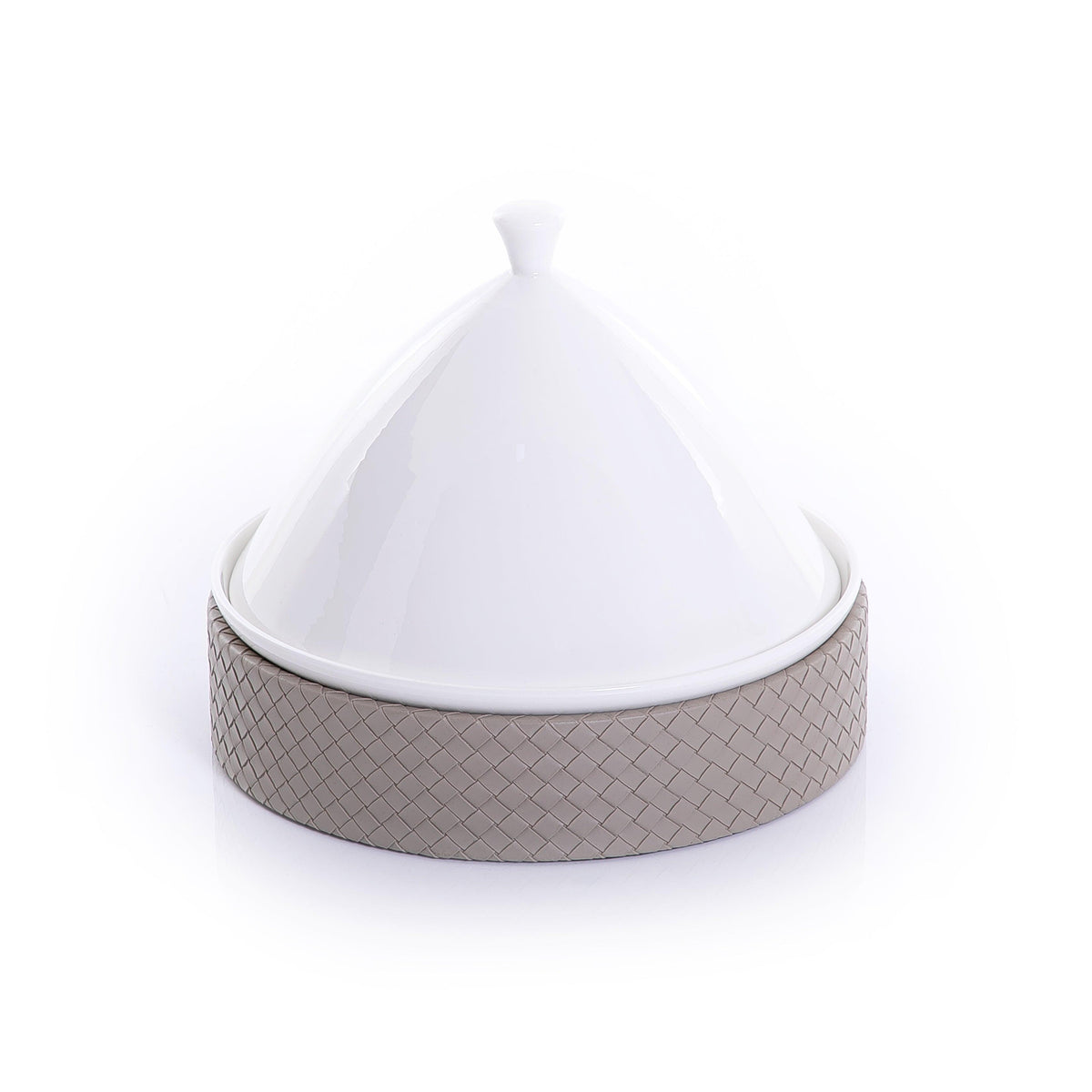 Ceramic plate with leather base - CASCADES
