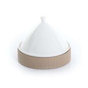 Ceramic plate with leather base - CASCADES