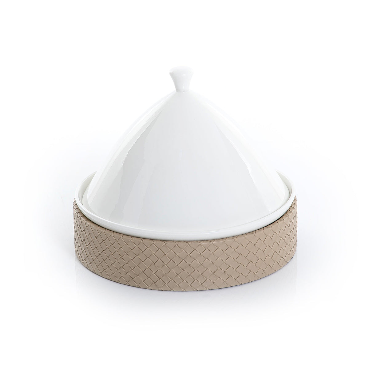 Ceramic plate with leather base - CASCADES