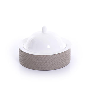 Ceramic plate with leather base - CASCADES