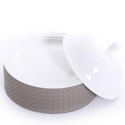 Ceramic plate with leather base - CASCADES