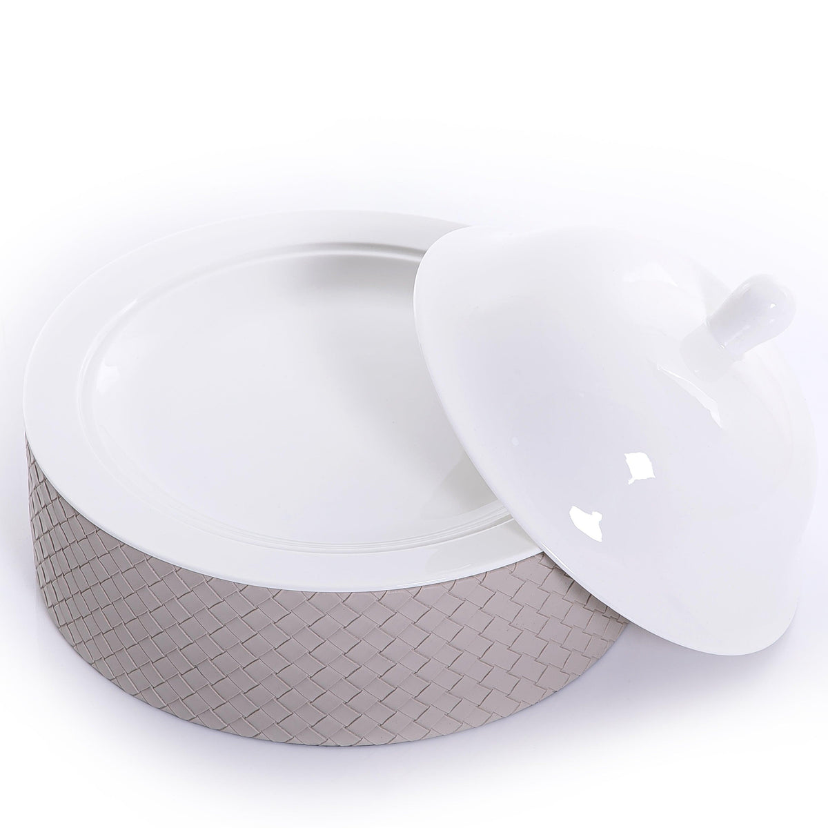 Ceramic plate with leather base - CASCADES