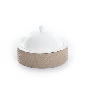 Ceramic plate with leather base - CASCADES