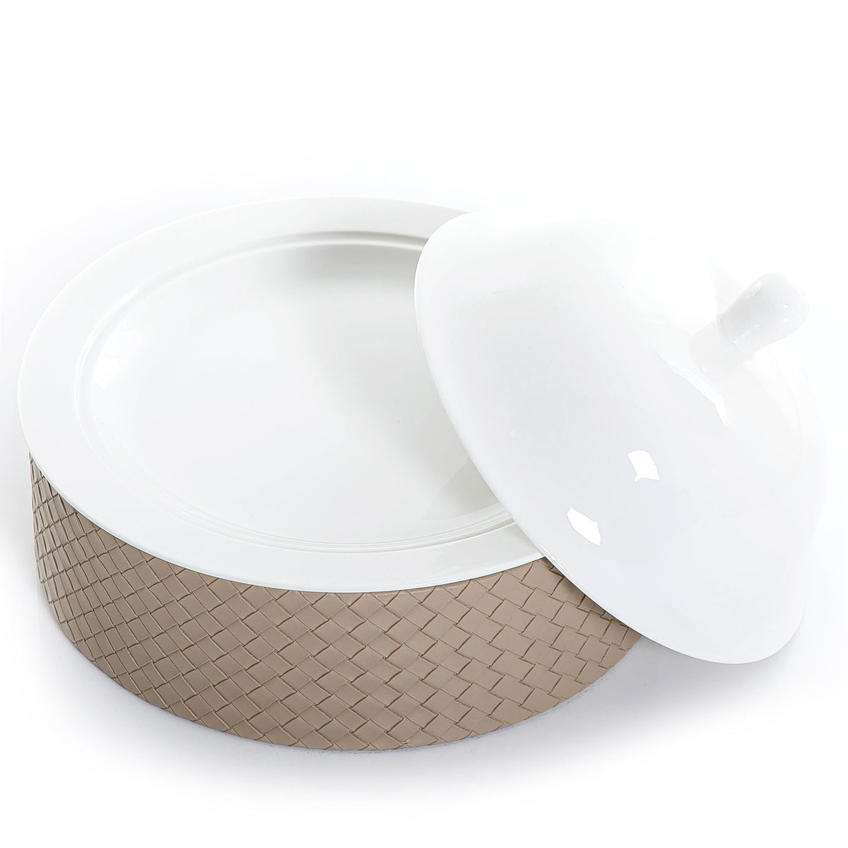 Ceramic plate with leather base - CASCADES