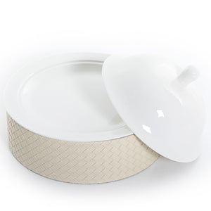 Ceramic plate with leather base - CASCADES