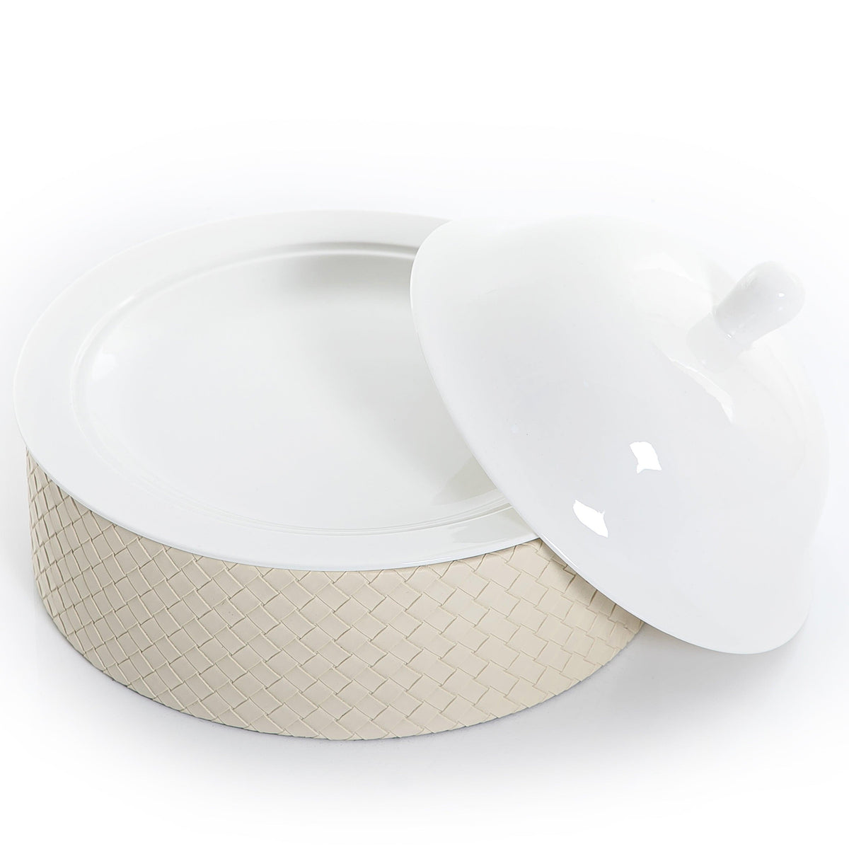 Ceramic plate with leather base - CASCADES
