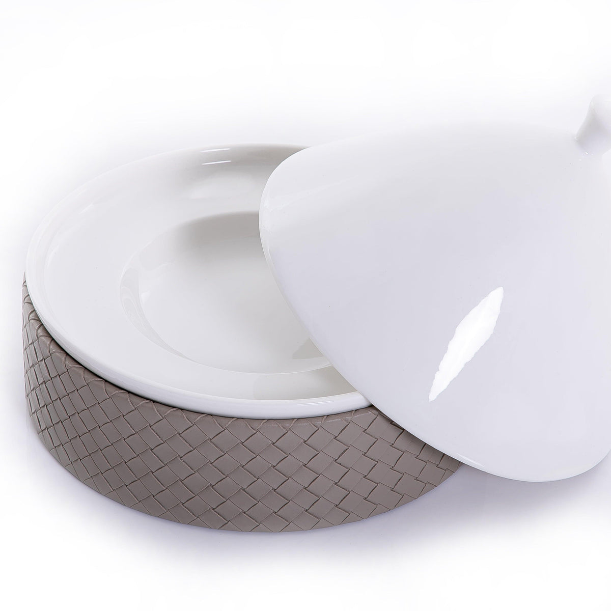 Ceramic plate with leather base - CASCADES