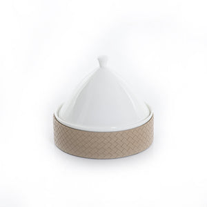 Ceramic plate with leather base - CASCADES