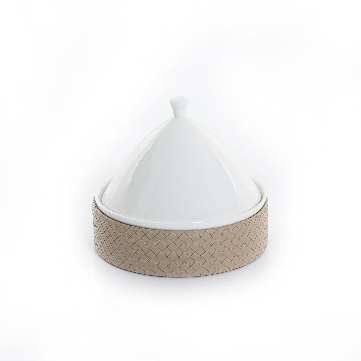 Ceramic plate with leather base - CASCADES