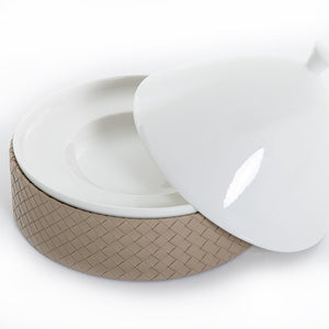 Ceramic plate with leather base - CASCADES
