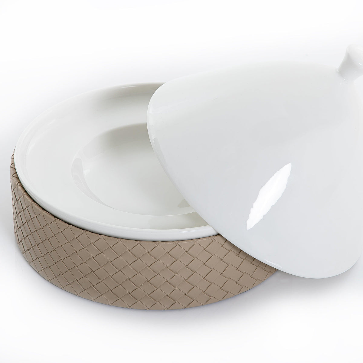 Ceramic plate with leather base - CASCADES