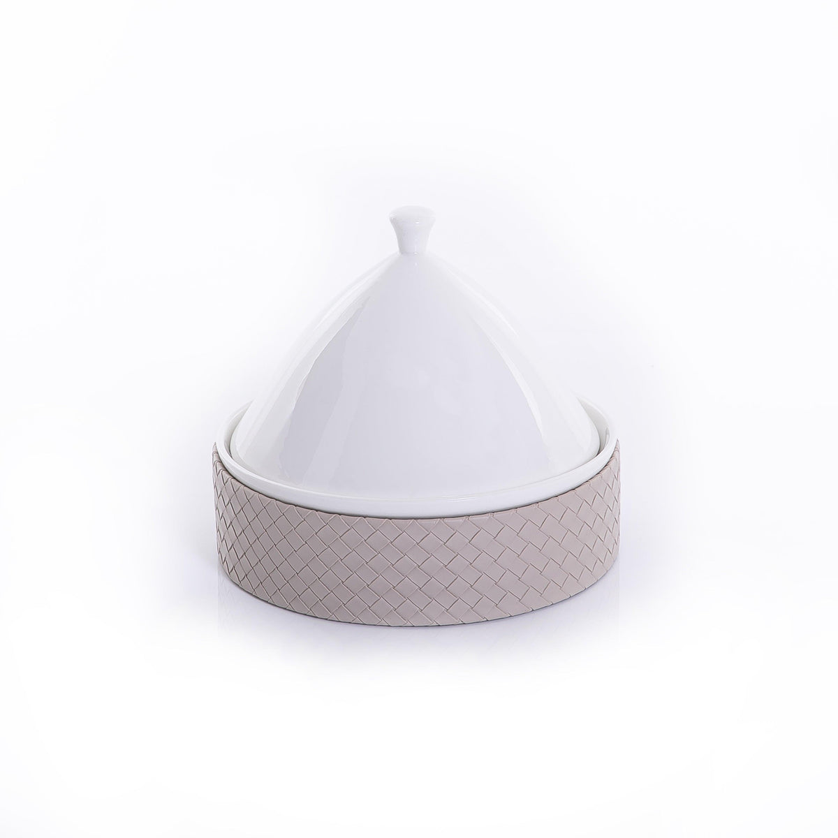 Ceramic plate with leather base - CASCADES