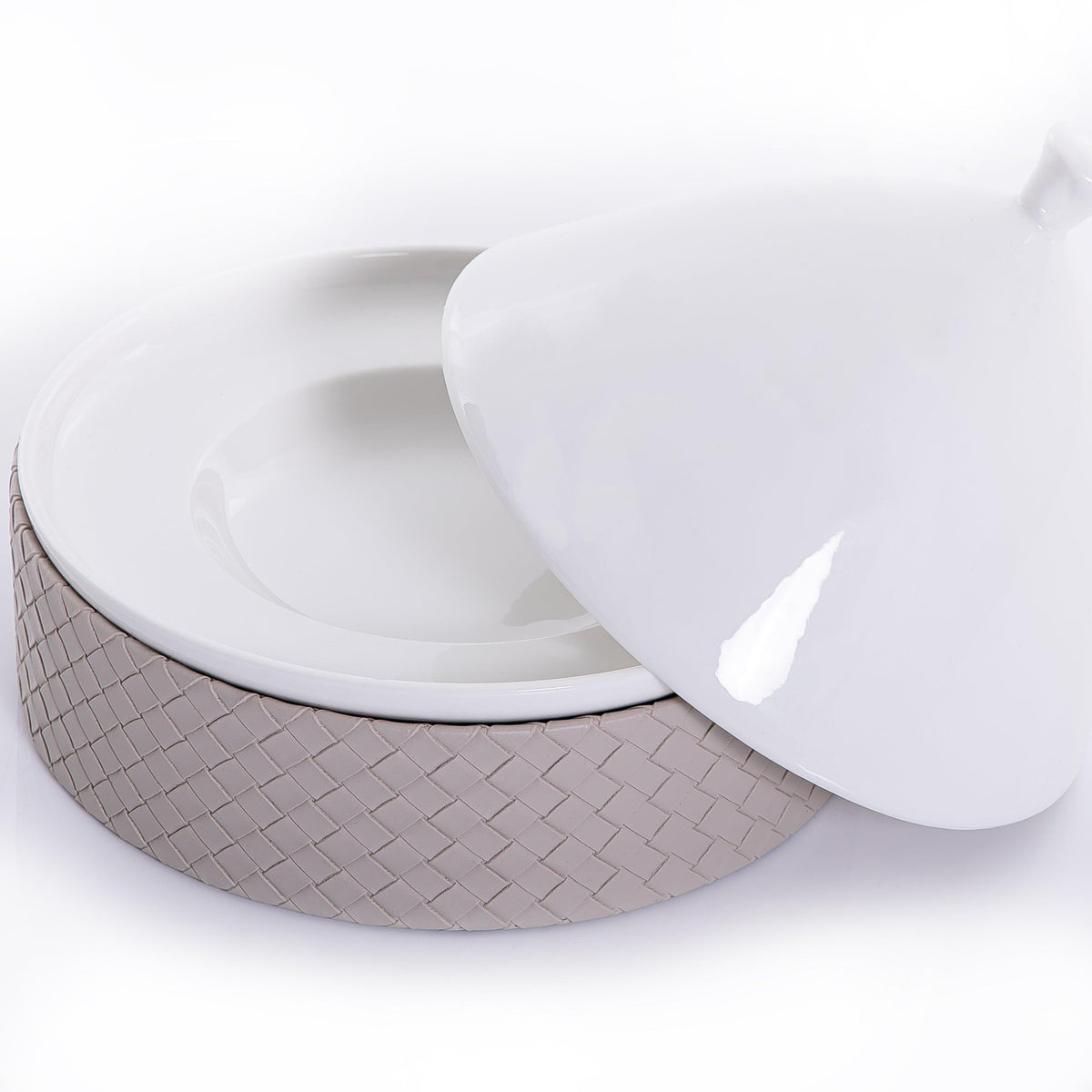 Ceramic plate with leather base - CASCADES