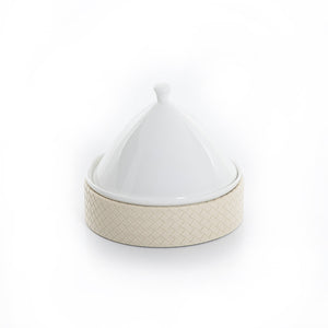Ceramic plate with leather base - CASCADES