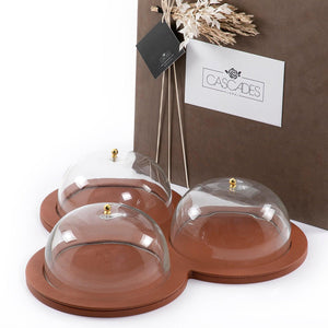 Leather plate with 3 glass cover - CASCADES