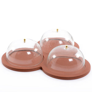 Leather plate with 3 glass cover - CASCADES