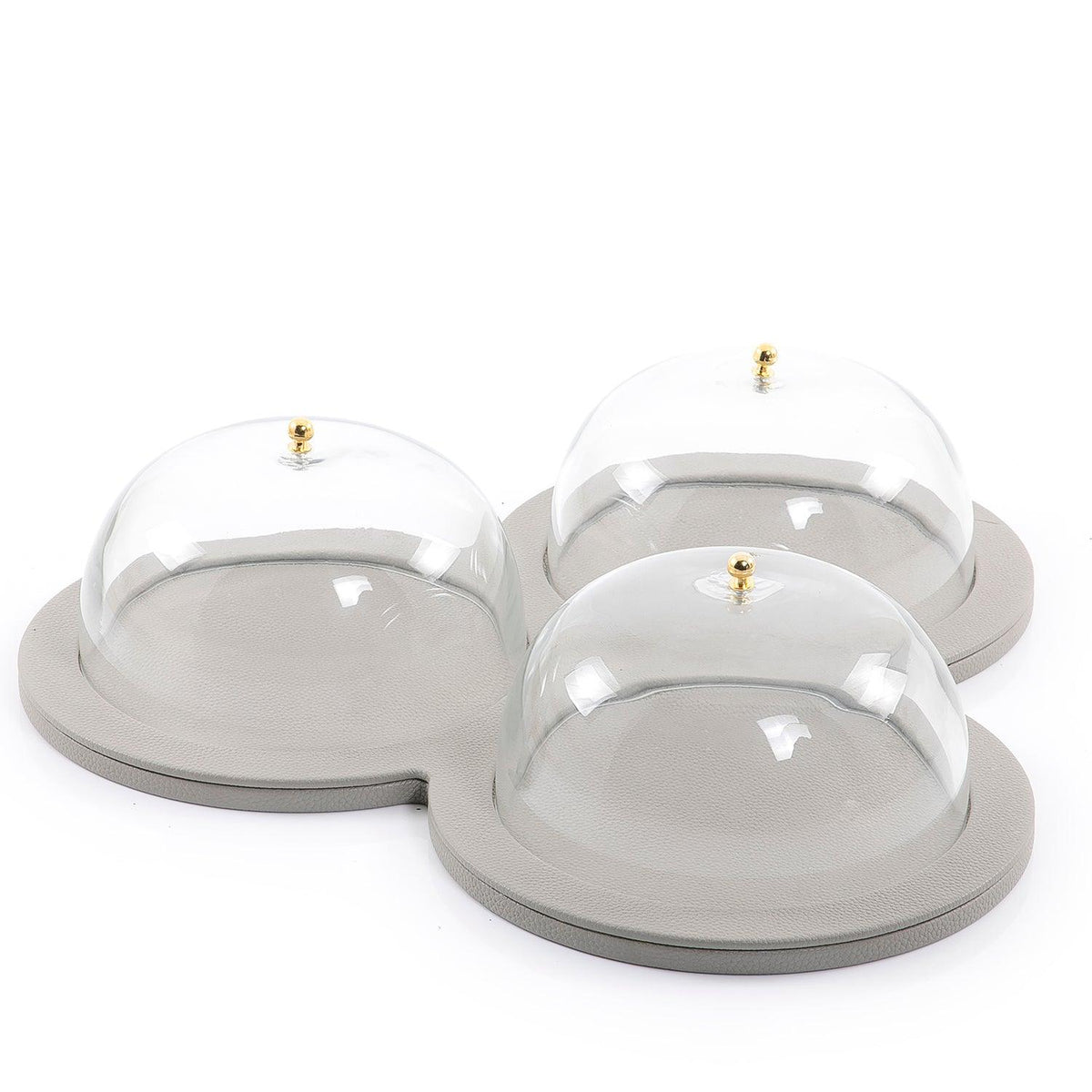 Leather plate with 3 glass cover - CASCADES