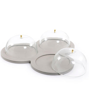 Leather plate with 3 glass cover - CASCADES