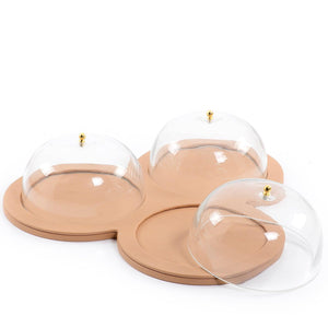 Leather plate with 3 glass cover - CASCADES