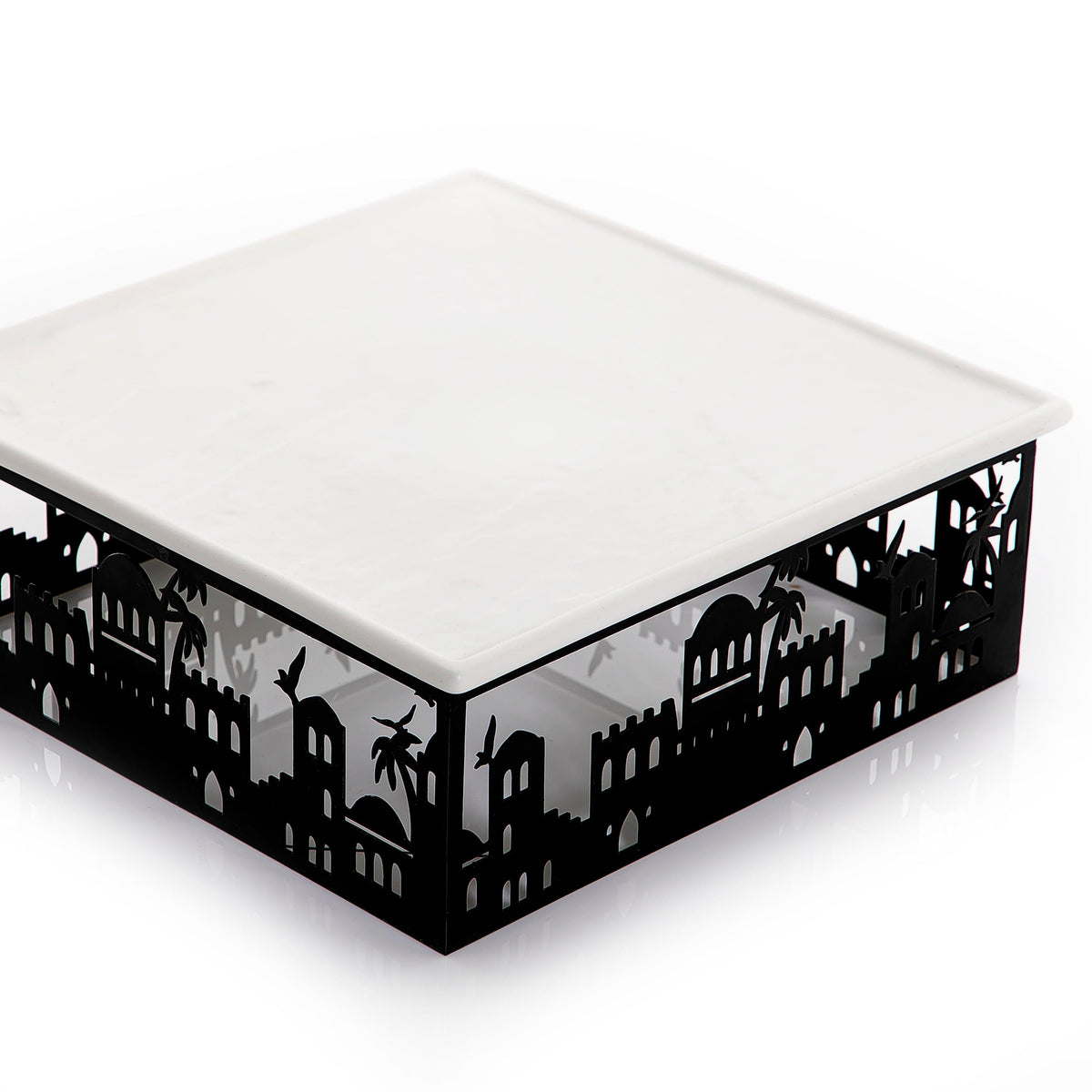 Ceramic plate and metal base with Arabian art - CASCADES
