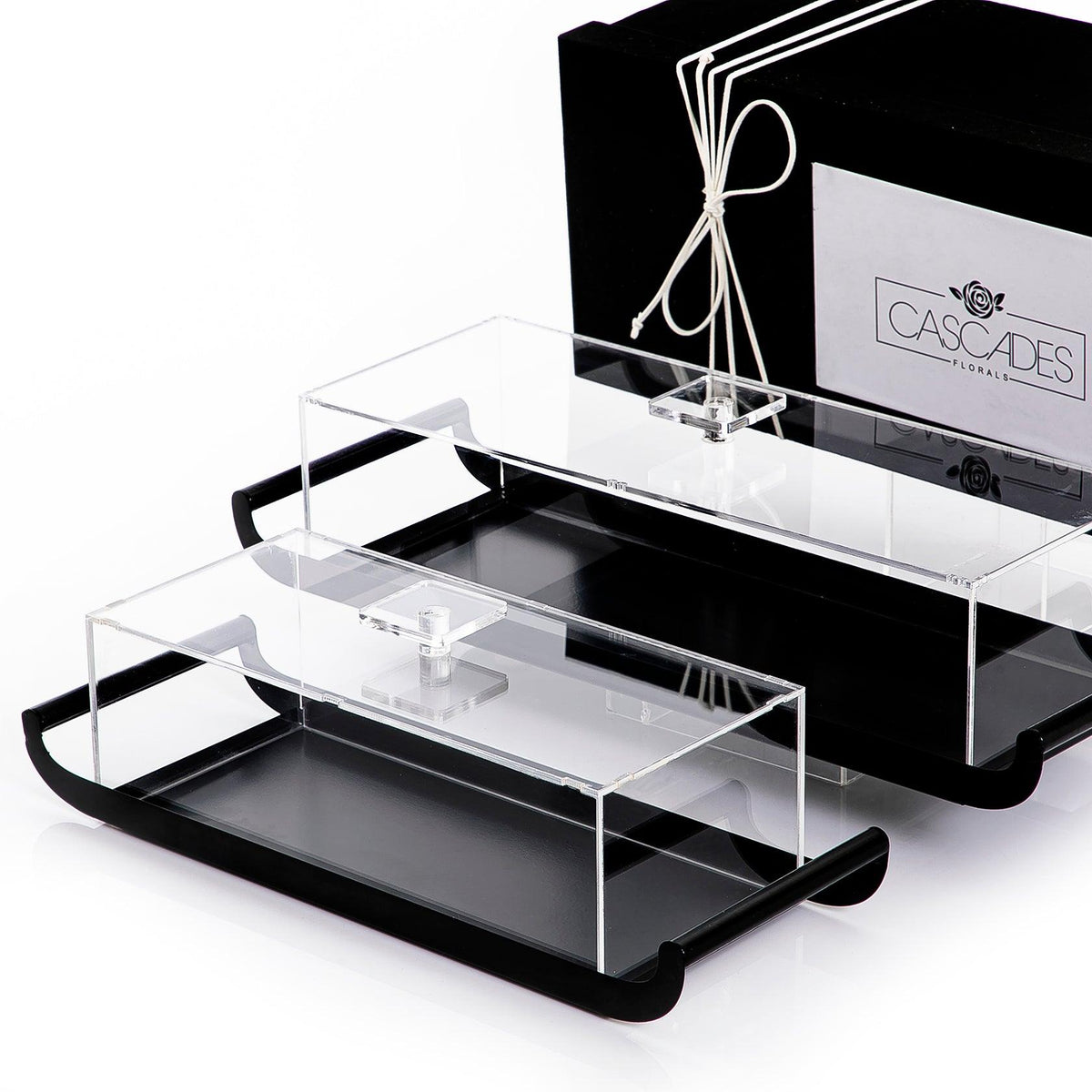 Set of 2 metal trays with acrylic covers and gift box - CASCADES