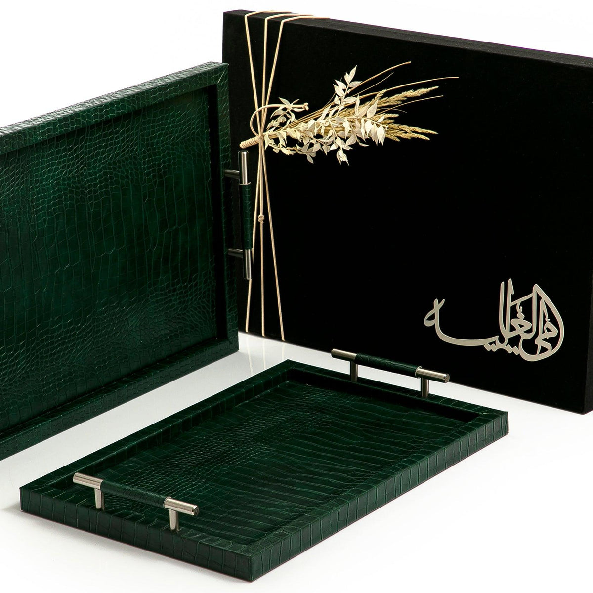 Set of 2 leather tray with gift box - CASCADES