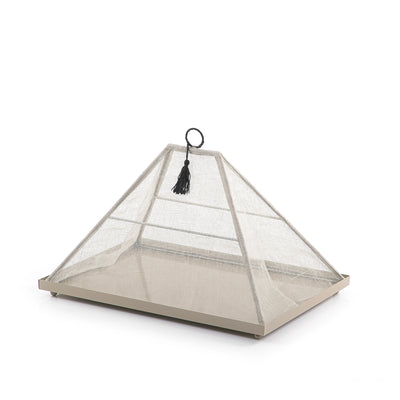 Foldable rattan cover with metal tray