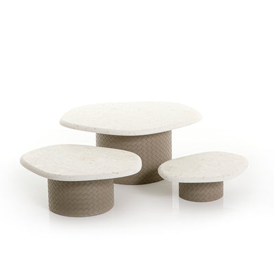 Set of 3 marble stand with leather