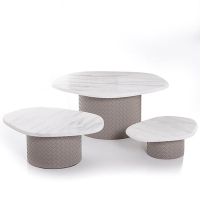 Set of 3 marble stand with leather