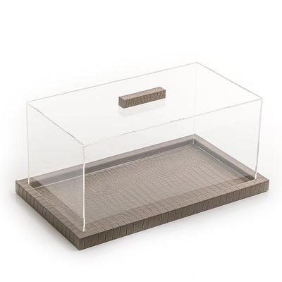 Leather tray with acrylic cove big size