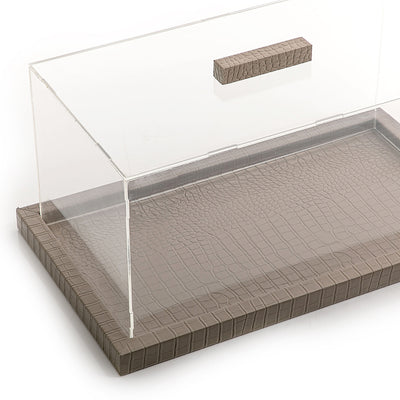 Leather tray with acrylic cove big size