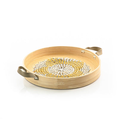 Bamboo And Seagrass Tray With Handles (5654545399973)