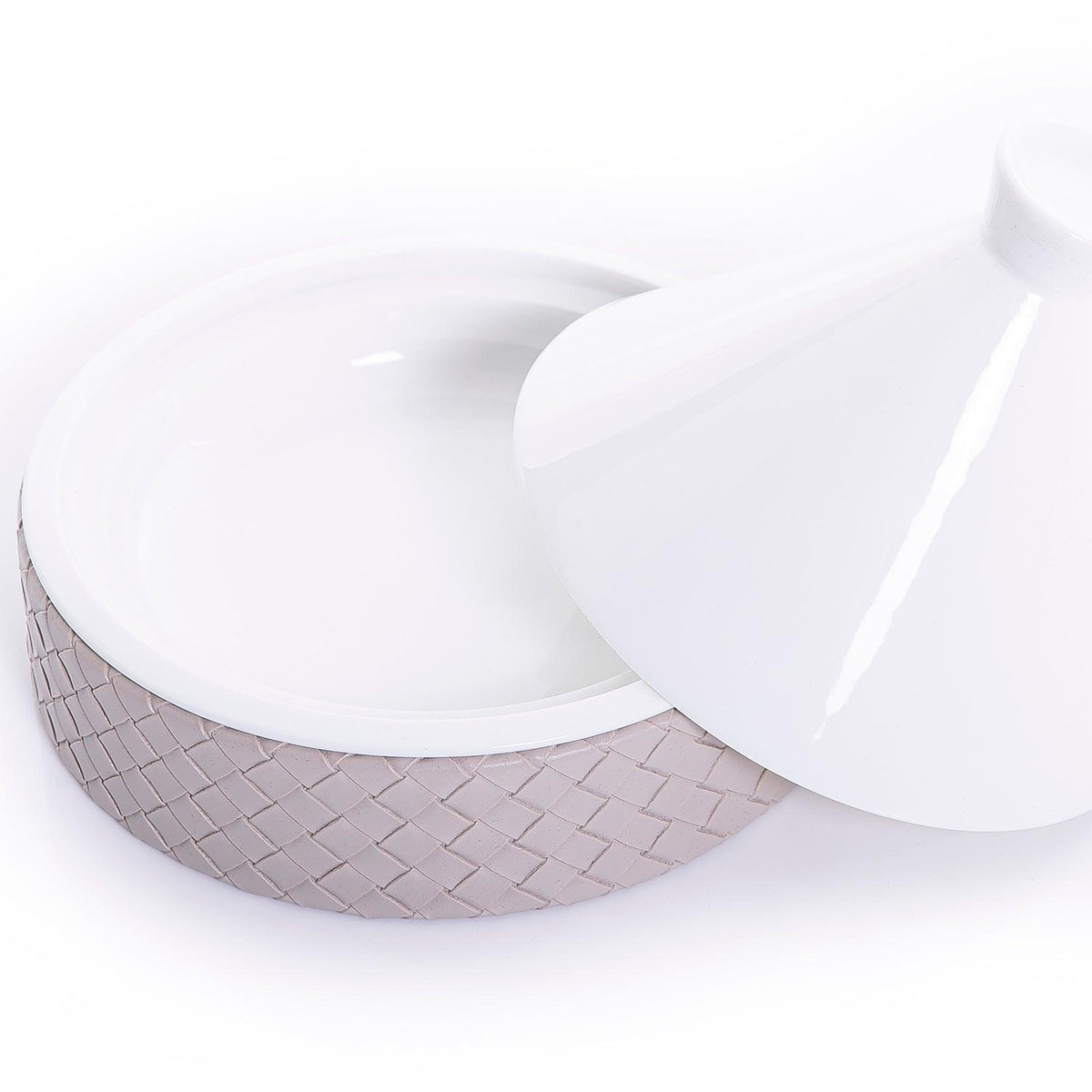 Ceramic bowl with cover and leather base - CASCADES