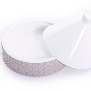 Ceramic bowl with cover and leather base - CASCADES