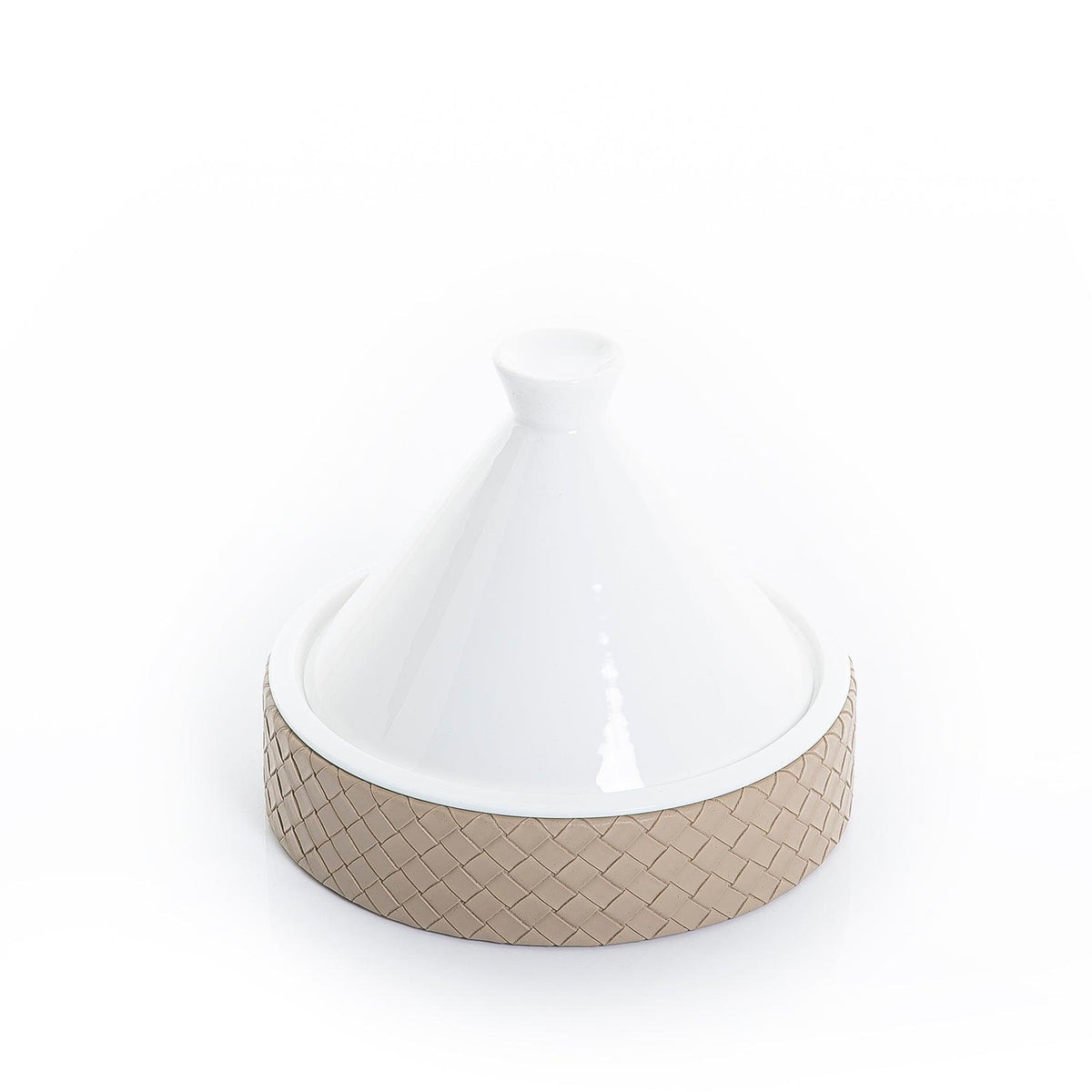 Ceramic bowl with cover and leather base - CASCADES
