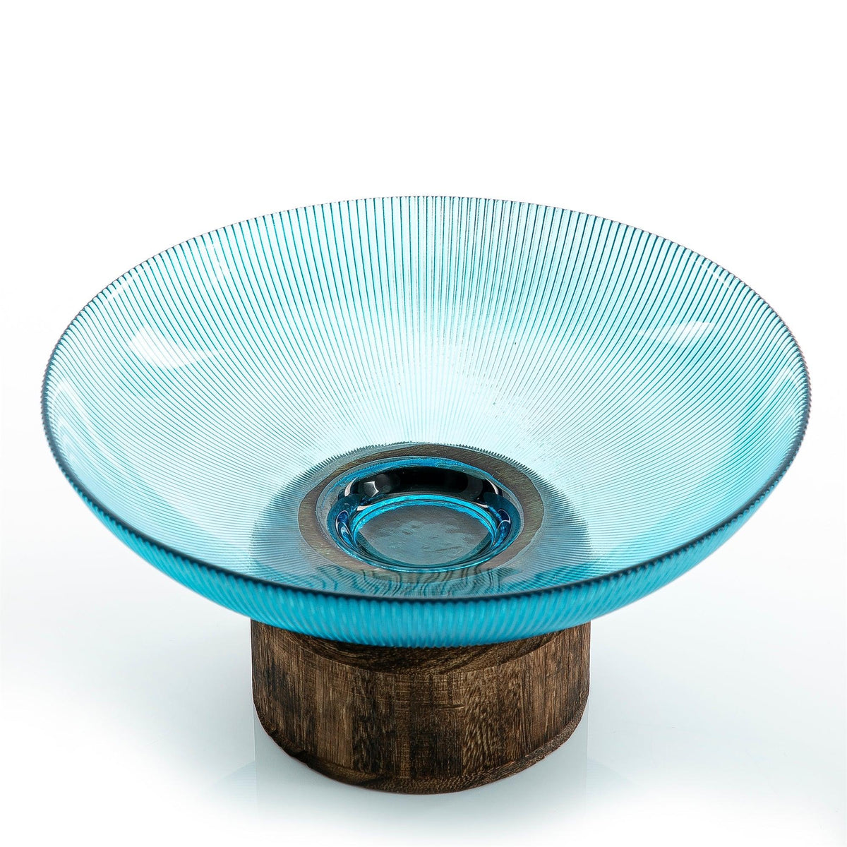 Glass Bowl With Wood Base - CASCADES