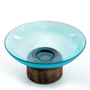 Glass Bowl With Wood Base - CASCADES