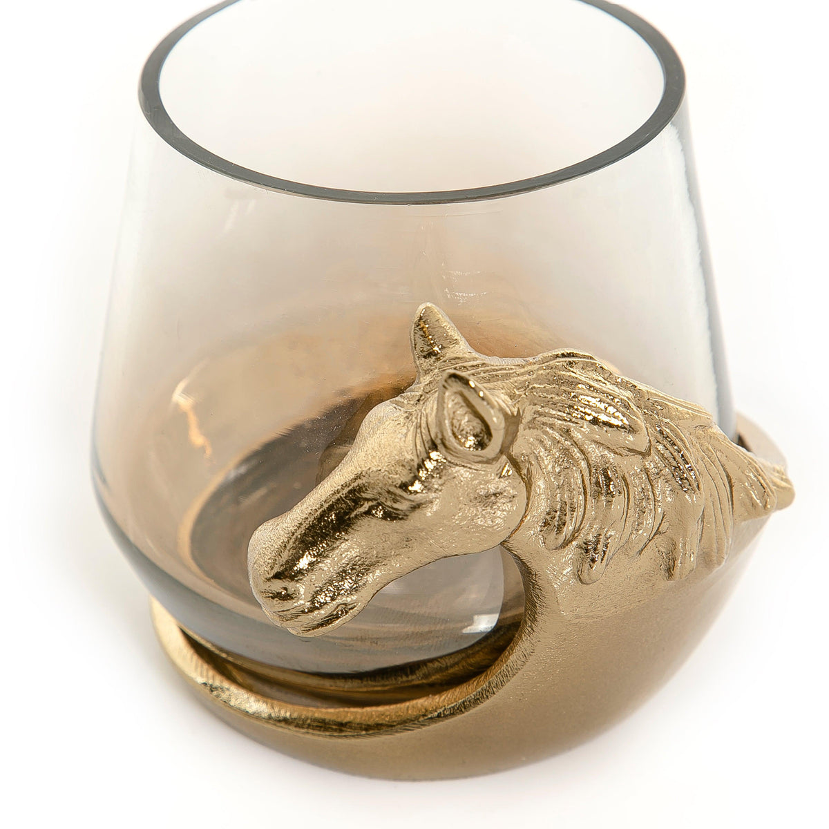 Glass candle holder with metal base - CASCADES