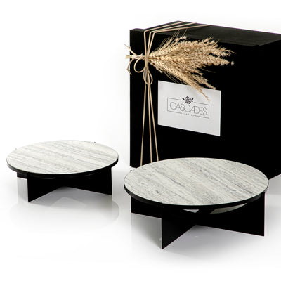 Set of 2 Metal With marble Stand