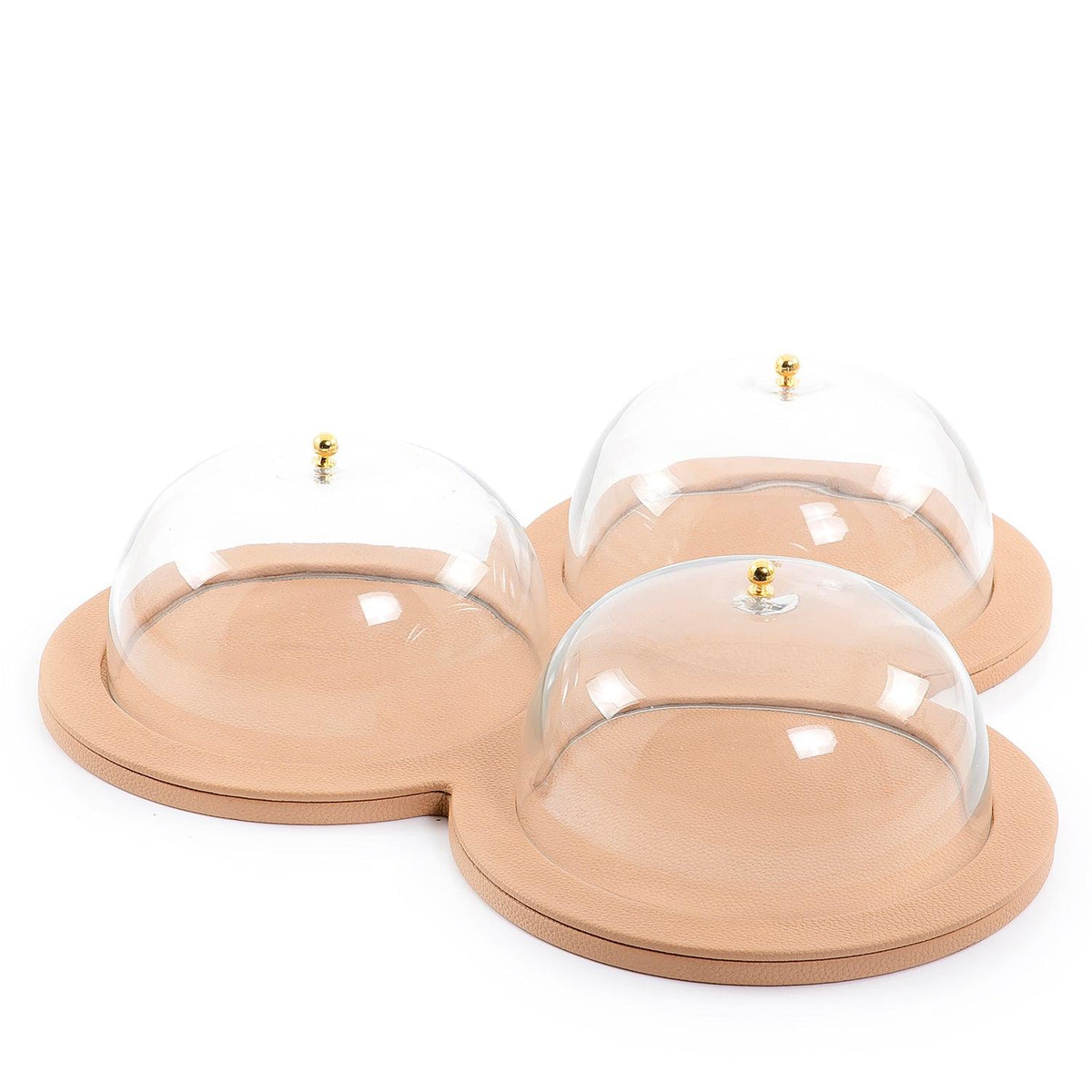 Leather plate with 3 glass cover - CASCADES
