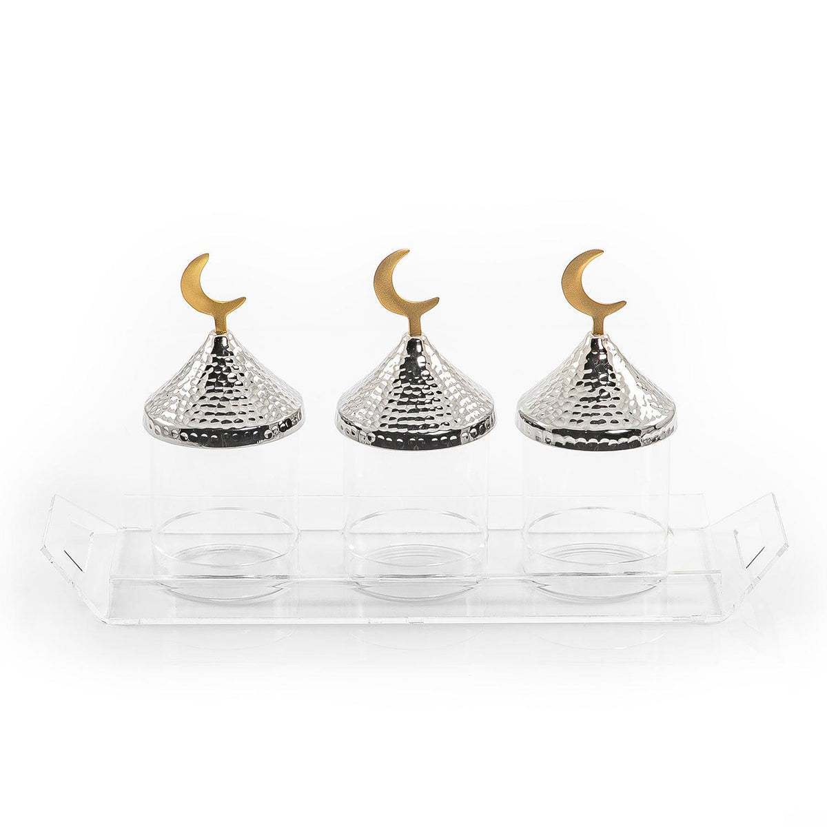 Set of 3 jars with metal cover and acrylic tray - CASCADES
